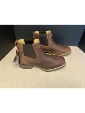 New! Mens Cody James Ranger Chelsea Brown Leather Square Toe Boots. Size 11D.